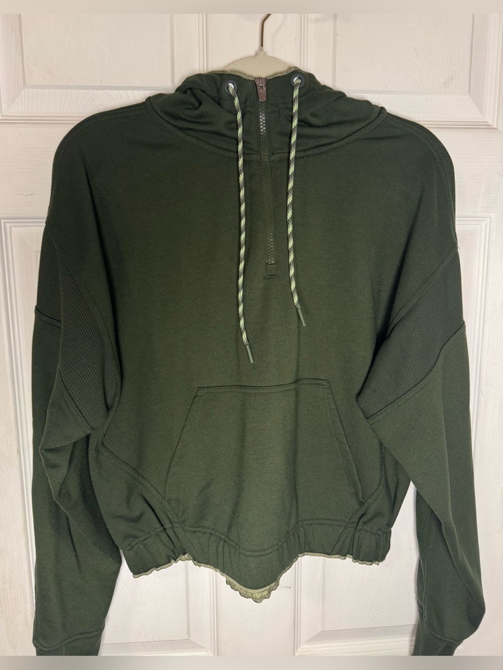 Athleta Ascend Warm Up Half Zip Olive Green Hoodie Women’s Small Workout Active - Picture 4 of 15